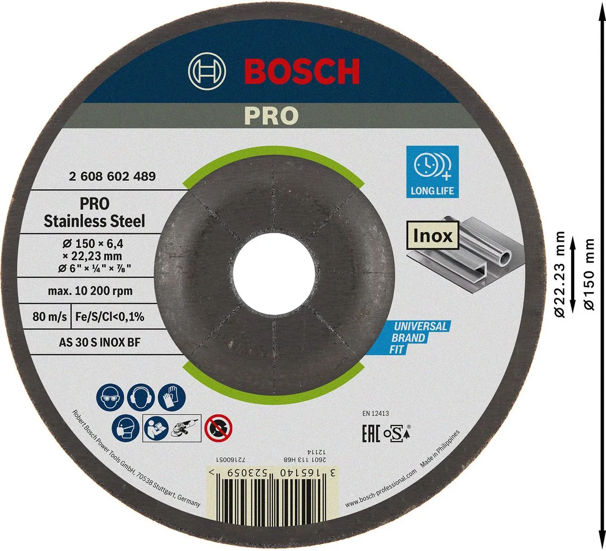 Bosch Professional ABS 150X6X22,23 INOX - 150mm