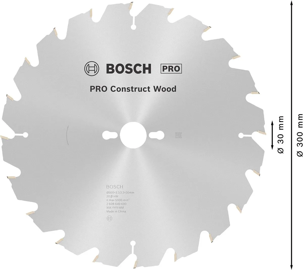 Bosch Professional Cirkelzaagblad Construct Wood 300mm - Metaal/Hout