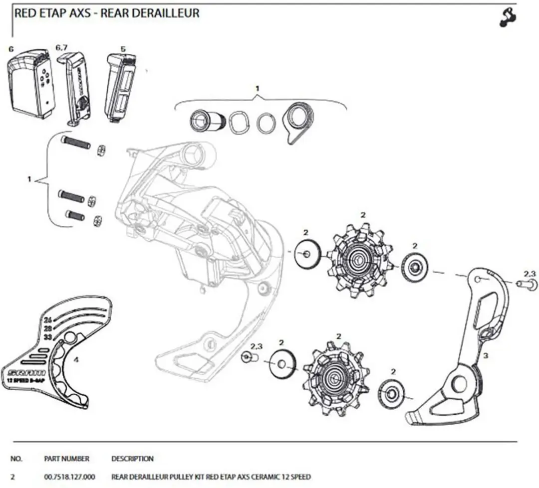 SRAM RED eTap AXS Keramiek Katrol-Kit - 12-speed - Zwart