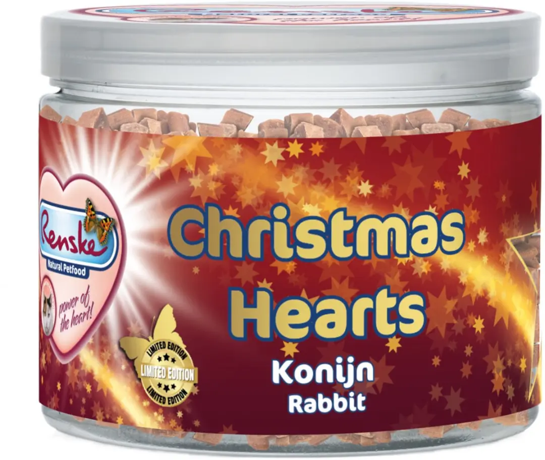 Renske Kattensnack Gezonde Beloning Mini Kerst Hartjes