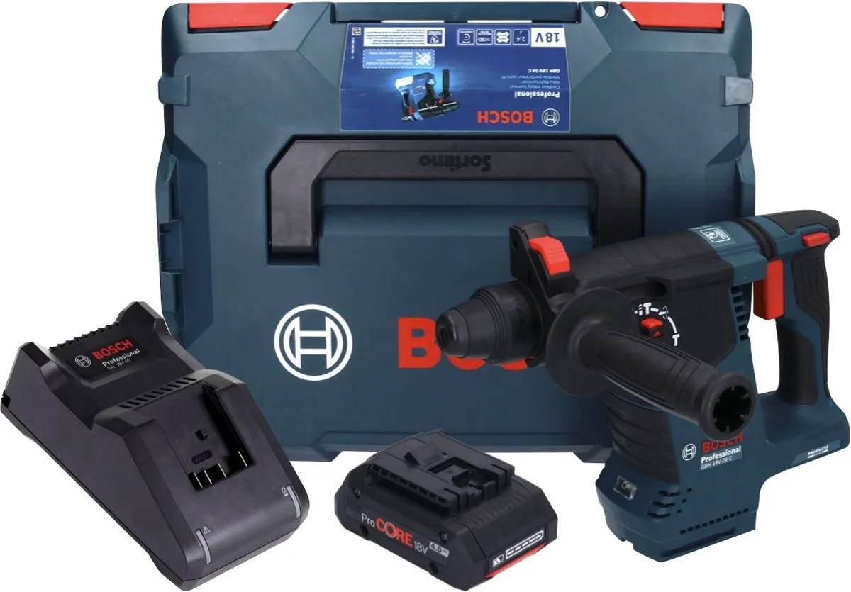 Bosch Professional GBH 18V-24 C Boorhamer - 2,4J - 1x 4,0Ah Accu + Lader