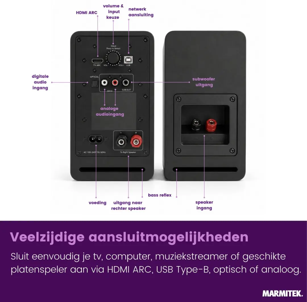 Marmitek Soundex S300 Actieve Speakers - 70W - Zwart - afbeelding 2 van 6