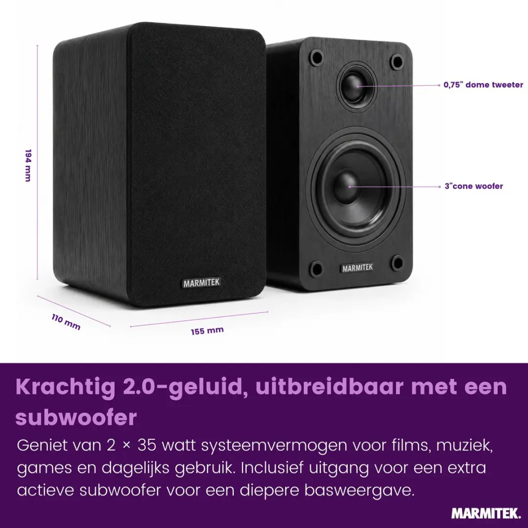 Marmitek Soundex S300 Actieve Speakers - 70W - Zwart - afbeelding 3 van 6