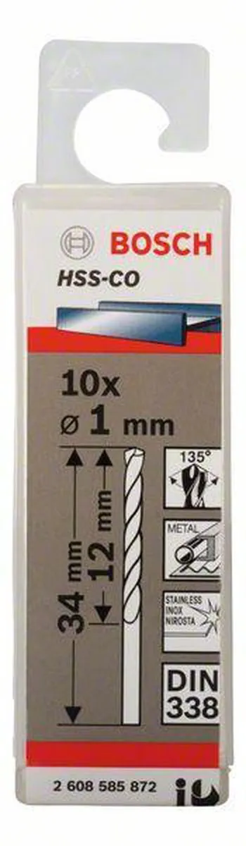 Bosch Professional ST. LINE HSS-CO Boor 1mm - 10 Stuks