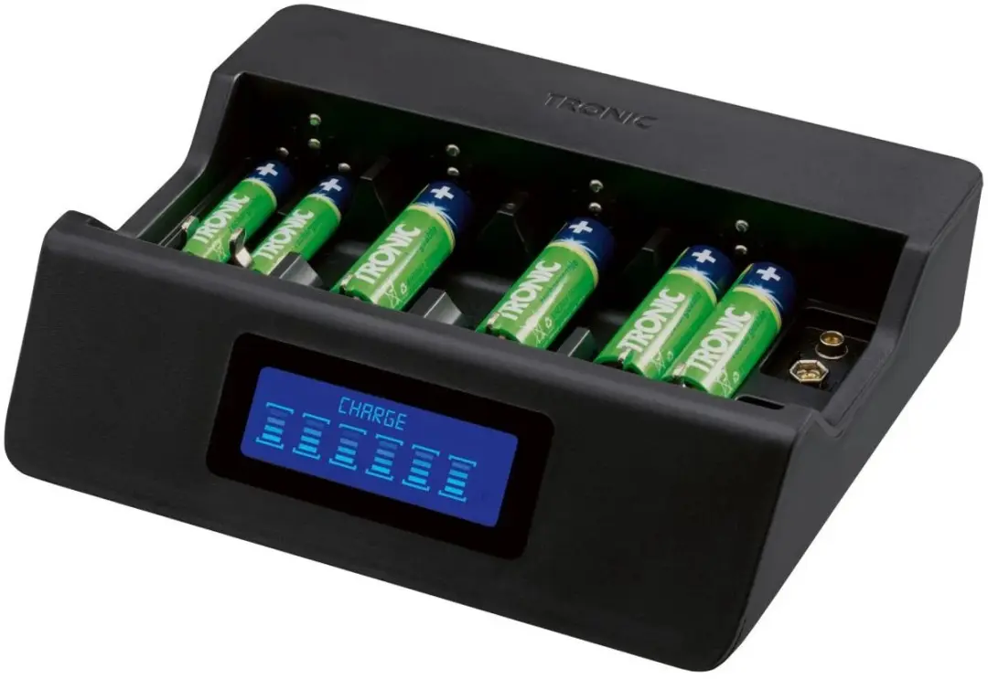 Tronic Batterijlader - 8x AAA/AA/C/D/9V - Zwart