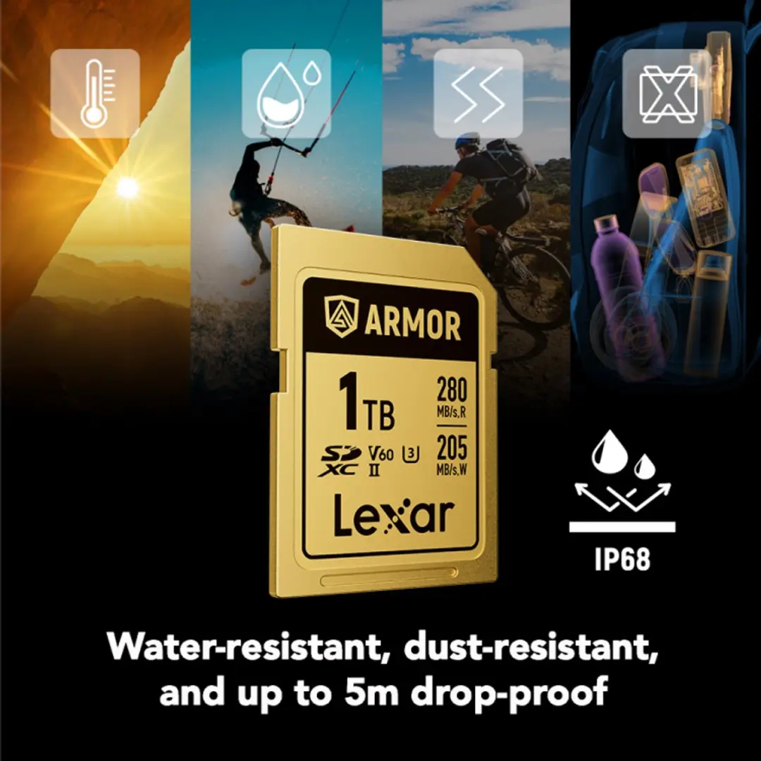 Lexar SDXC Pro Gold Series ARMOR UHS-II 1TB - 280MB/s Lezen - afbeelding 3 van 6