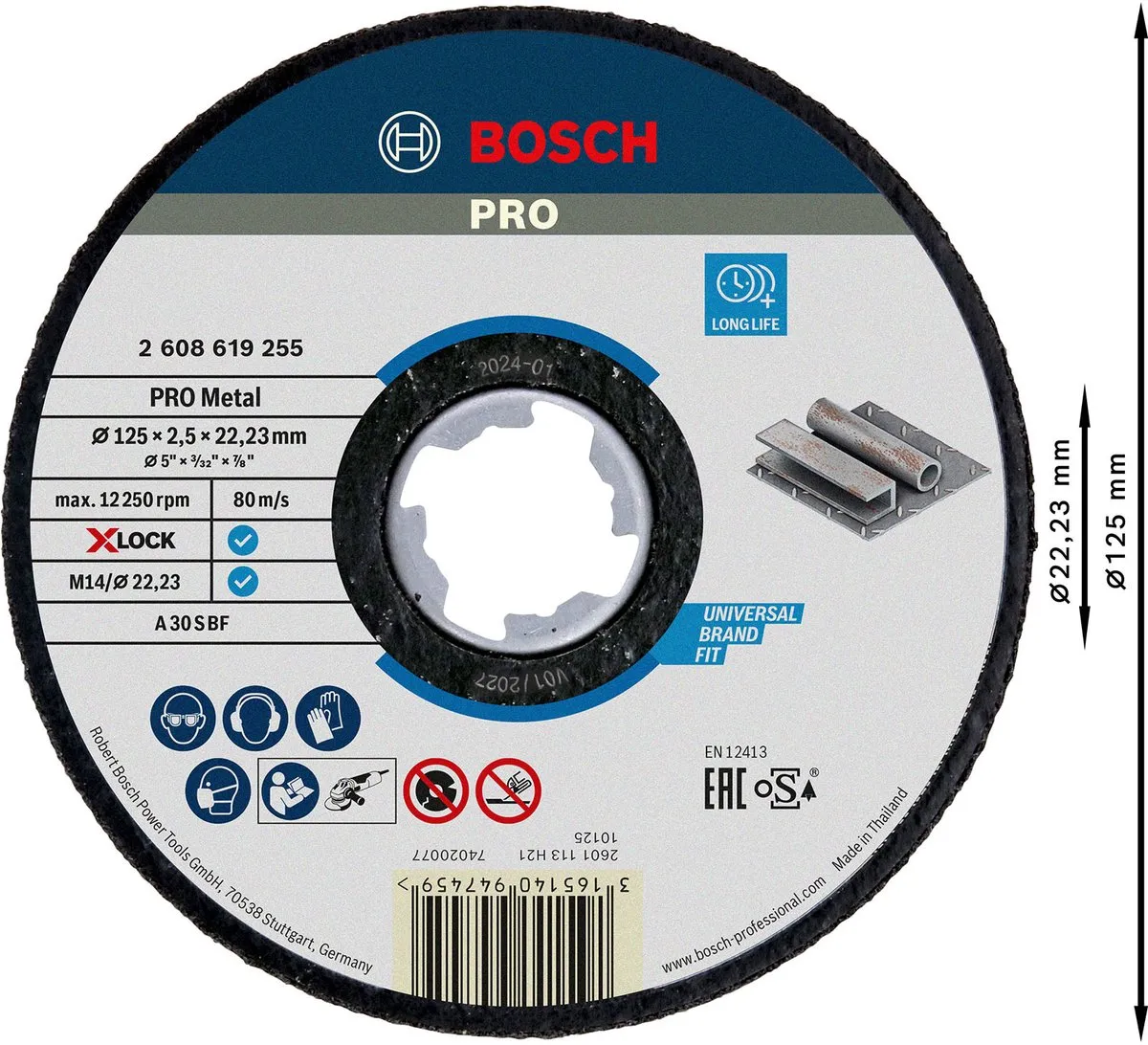 Bosch Professional Xlock Doorslijpschijf 125mm Metaal