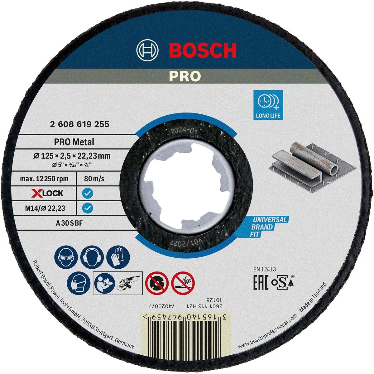Bosch Professional Xlock Doorslijpschijf 125mm Metaal