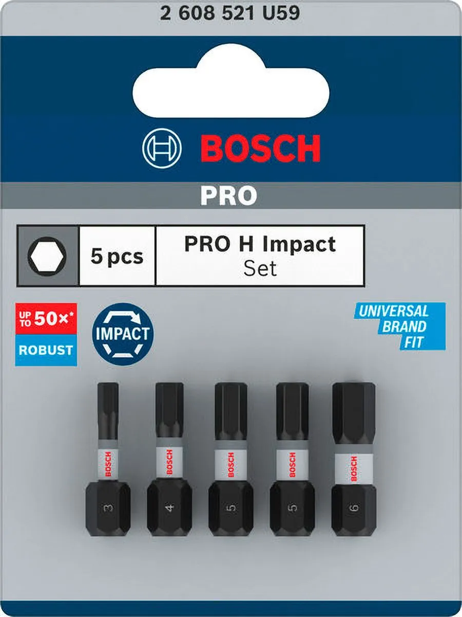 Bosch Professional Zeskant Slagbits H3 H4 H5 H6 - 5-delig