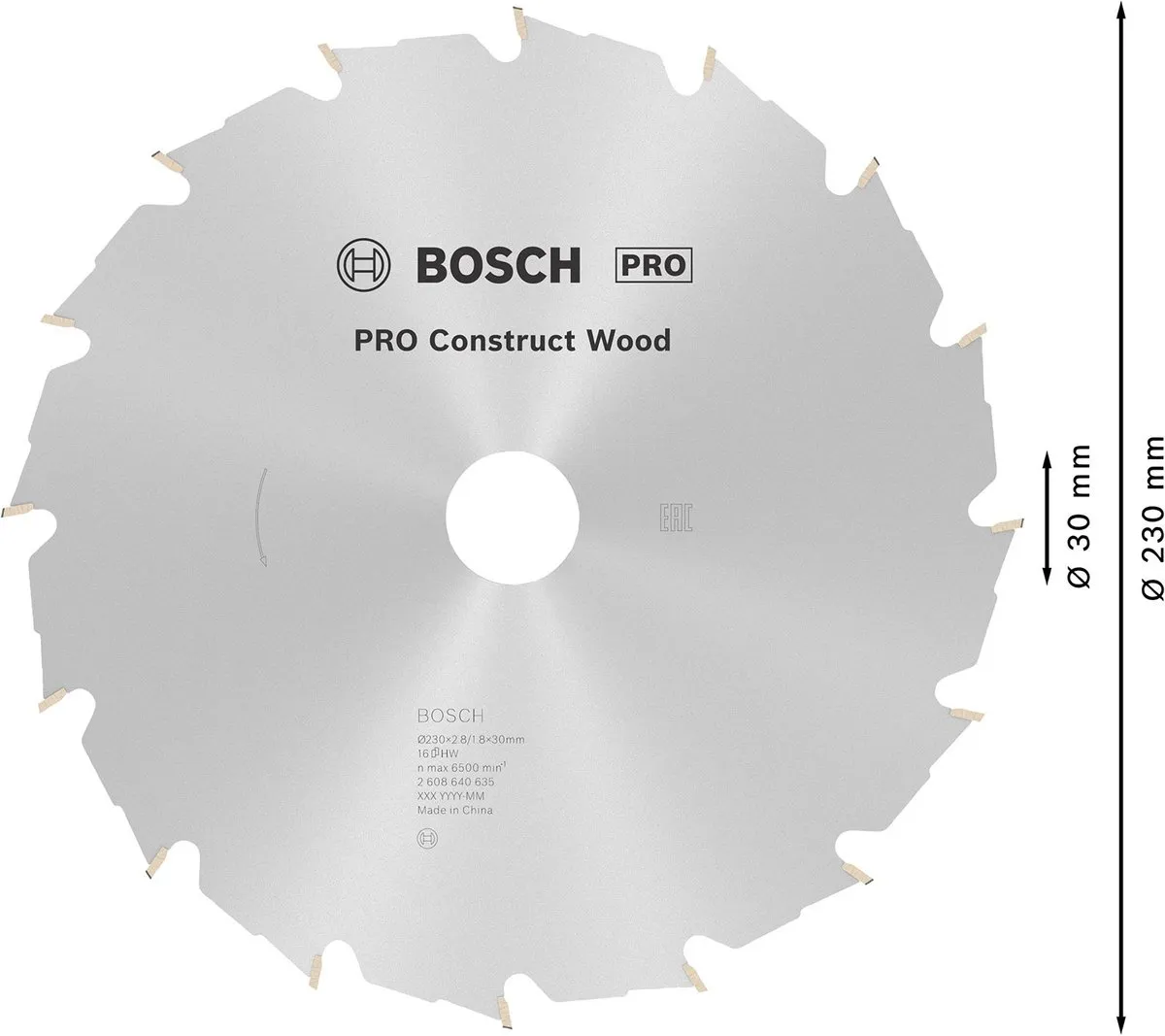 Bosch Professional Cirkelzaagblad Construct Wood 230x30x2,8mm - 16 Tanden