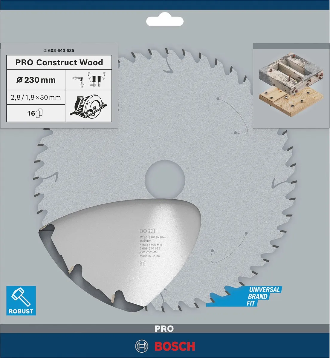 Bosch Professional Cirkelzaagblad Construct Wood 230x30x2,8mm - 16 Tanden