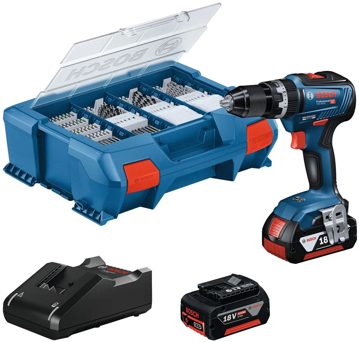 Bosch Professional GSB 18V-55 Accuboormachine - 2x 4.0Ah accu - L-Boxx