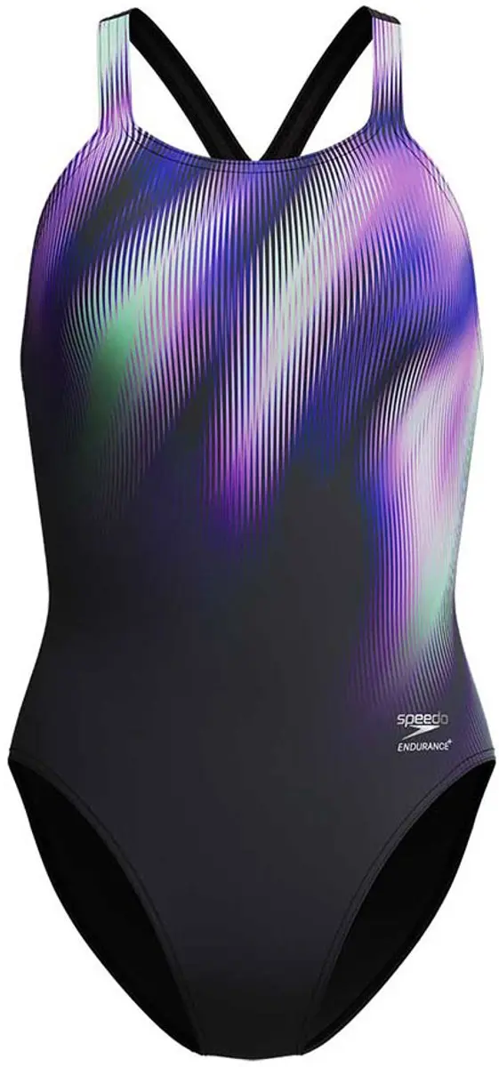 Speedo END+ Powerback Badpak Dames - 38 - Zwart/Paars/Groen - afbeelding 2 van 6