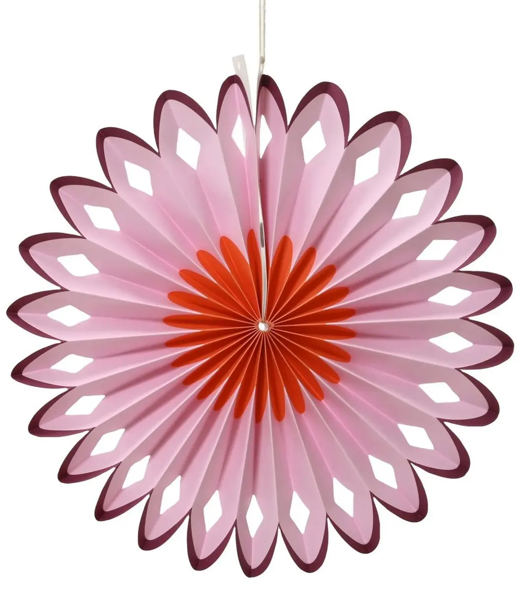Kaemingk papieren rozet hanger roze rood 30 cm