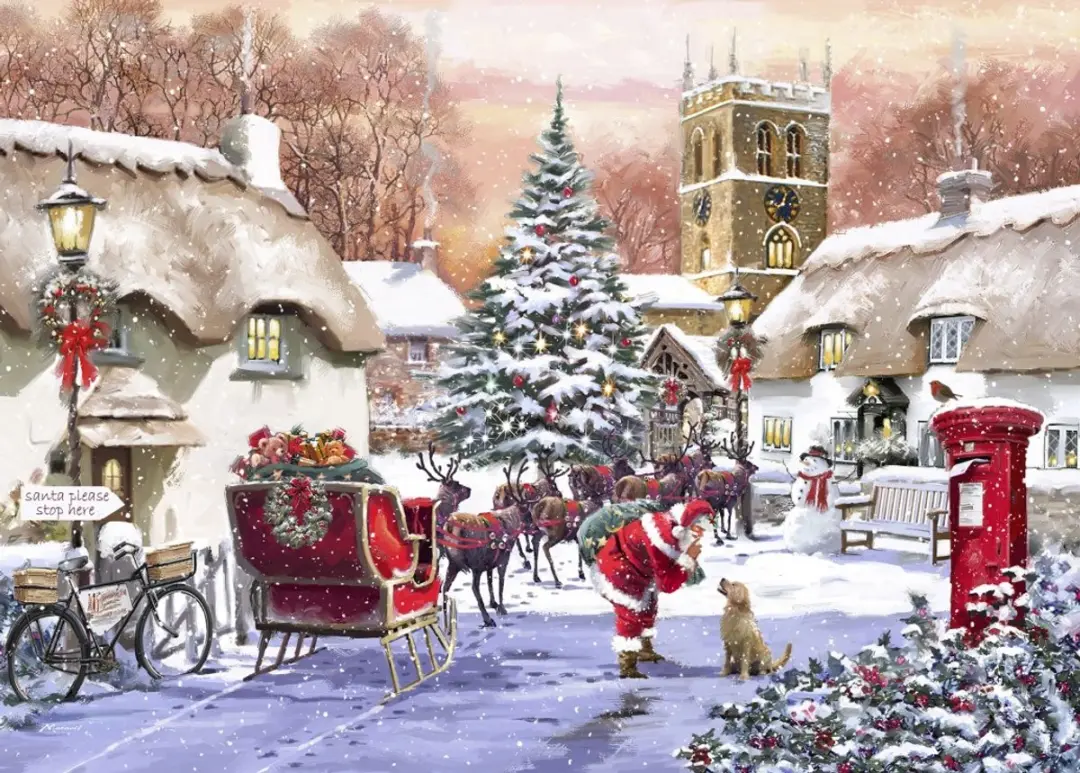 Bluebird Puzzle Village and Santa Legpuzzel 500 Stuks