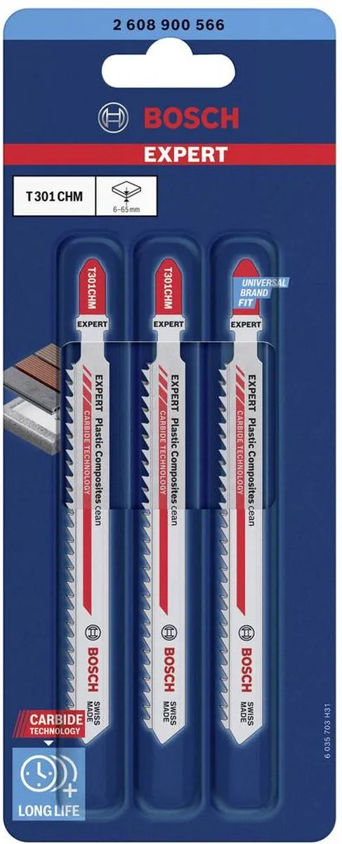 Bosch Professional T301CHM Decoupeerzaagblad - 3 Stuks - Hout