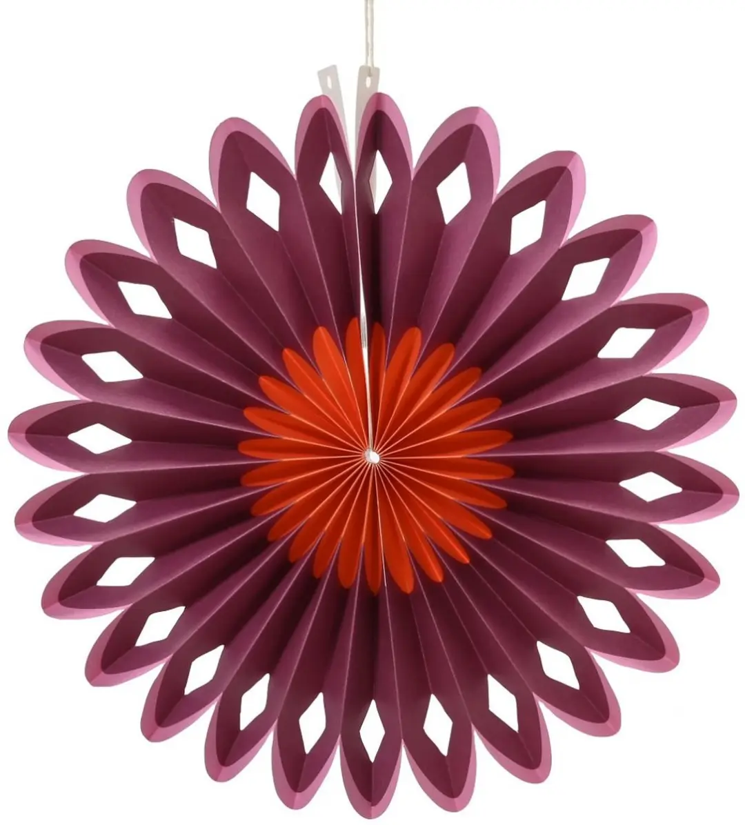 Kaemingk papieren rozet hanger donkerpaars rood 30 cm
