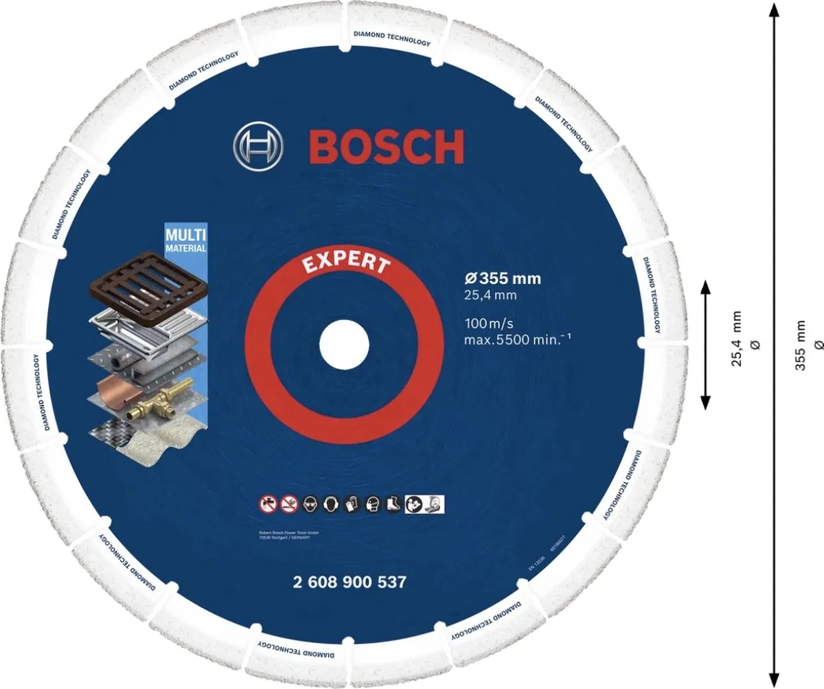 Bosch Professional M14 Diamanten Doorslijpschijf 355mm - 25,4mm As - afbeelding 6 van 6