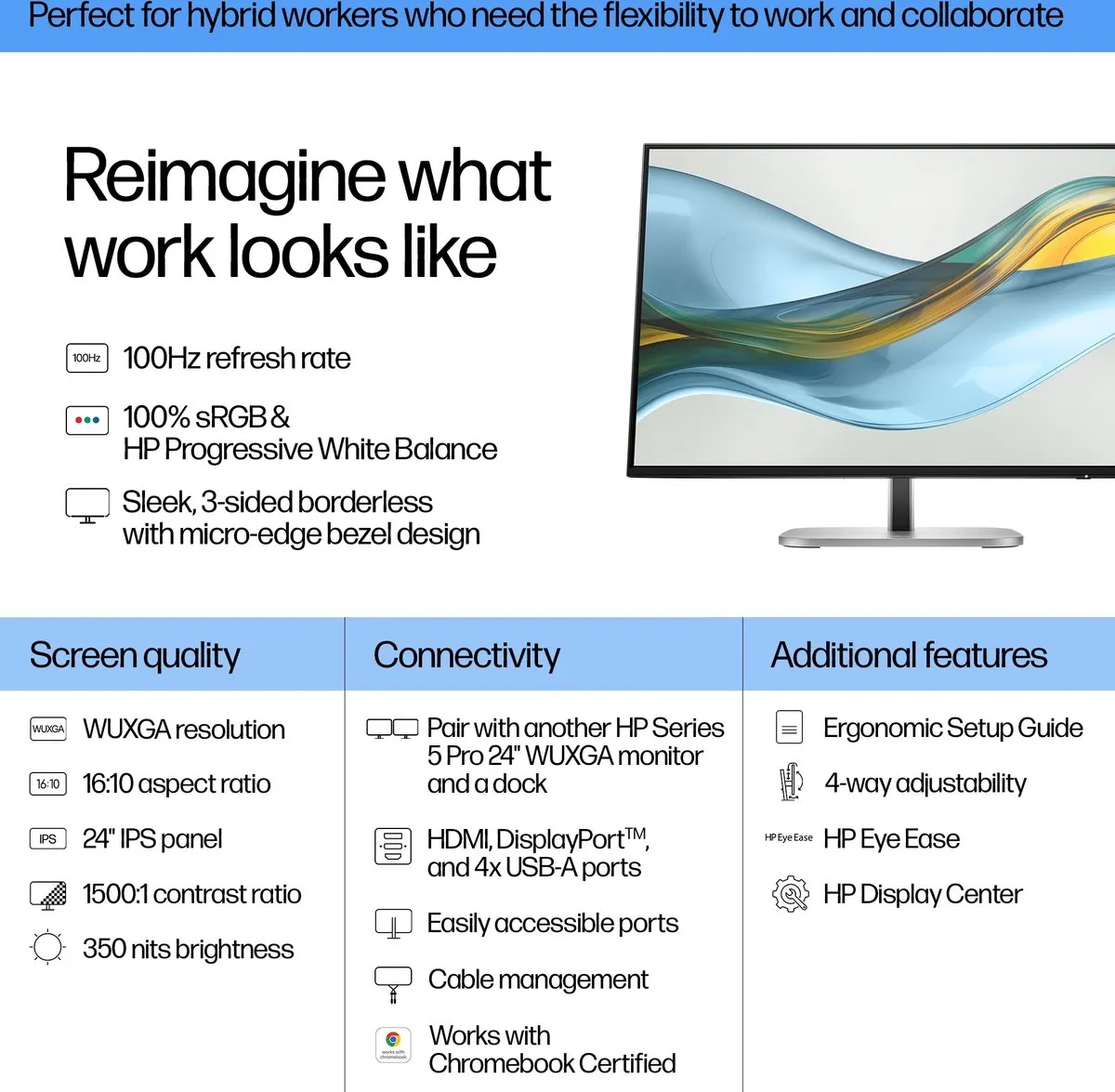 HP Series 5 Pro 524pn Full HD Monitor 24" - IPS