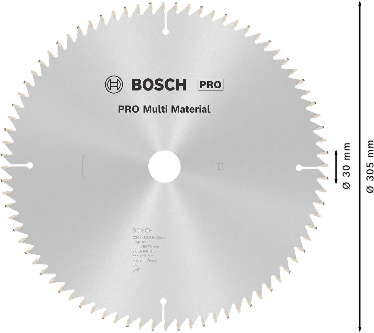 Bosch Professional Cirkelzaagblad 305x3,2mm 80T TR-F - Hout - afbeelding 2 van 6