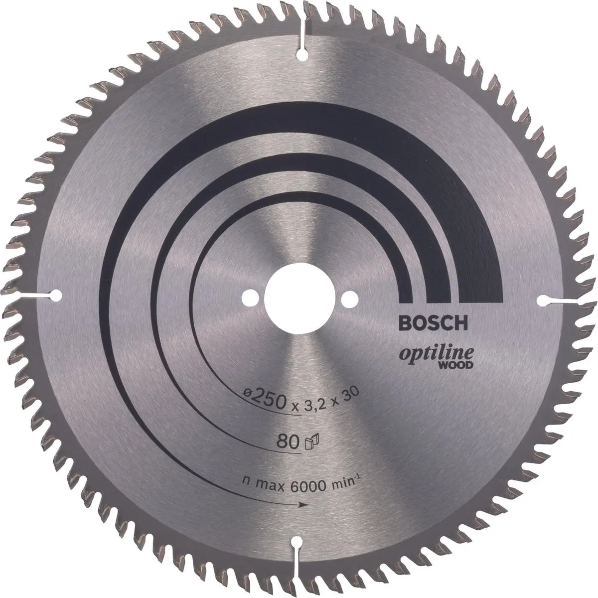 Bosch Professional Cirkelzaagblad Optiline T 250x30x3,2 80T