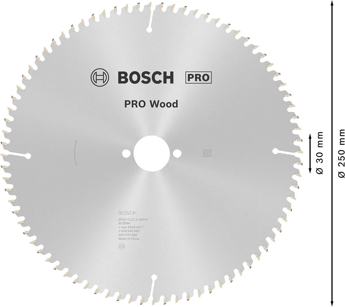 Bosch Professional Cirkelzaagblad Optiline T 250x30x3,2 80T - Hout/Metalen
