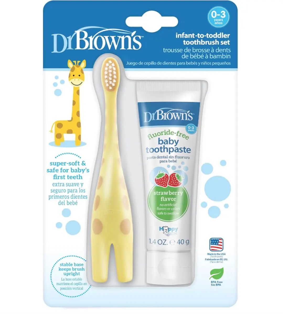 Dr. Brown's Infant-to-Toddler Tandenborstel & Tandpasta Set Giraffe
