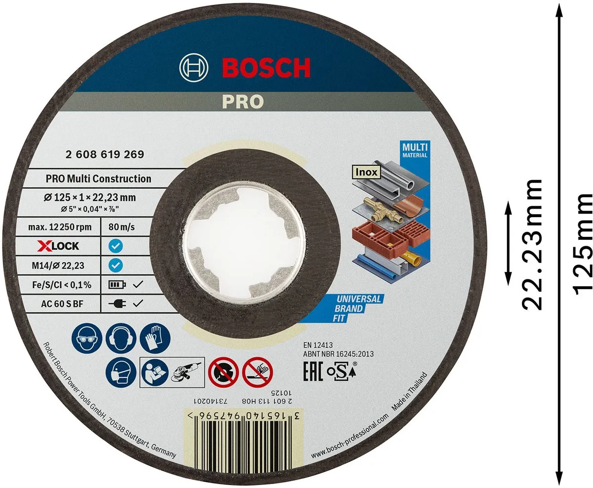 Bosch Professional Xlock Rapido Doorslijpschijf 125mm Metaal