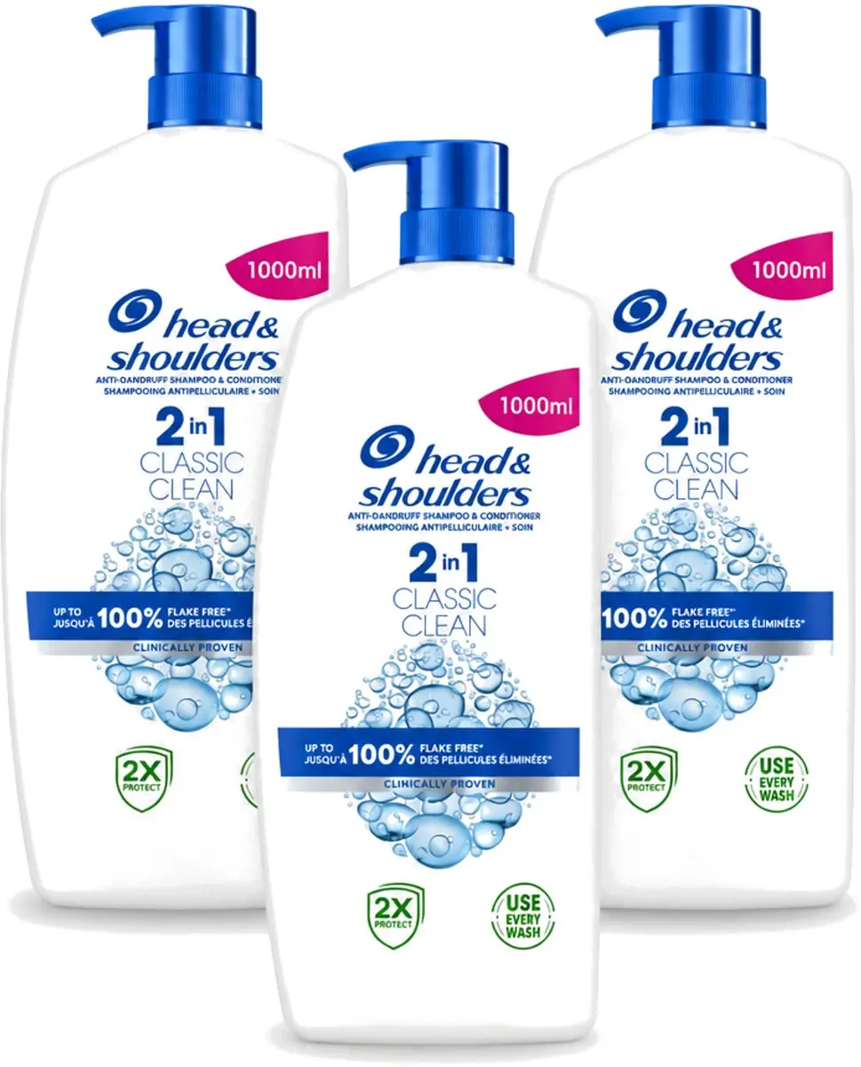 3 x Head & Shoulders Classic 2-in-1 Anti-Roos Shampoo + Conditioner