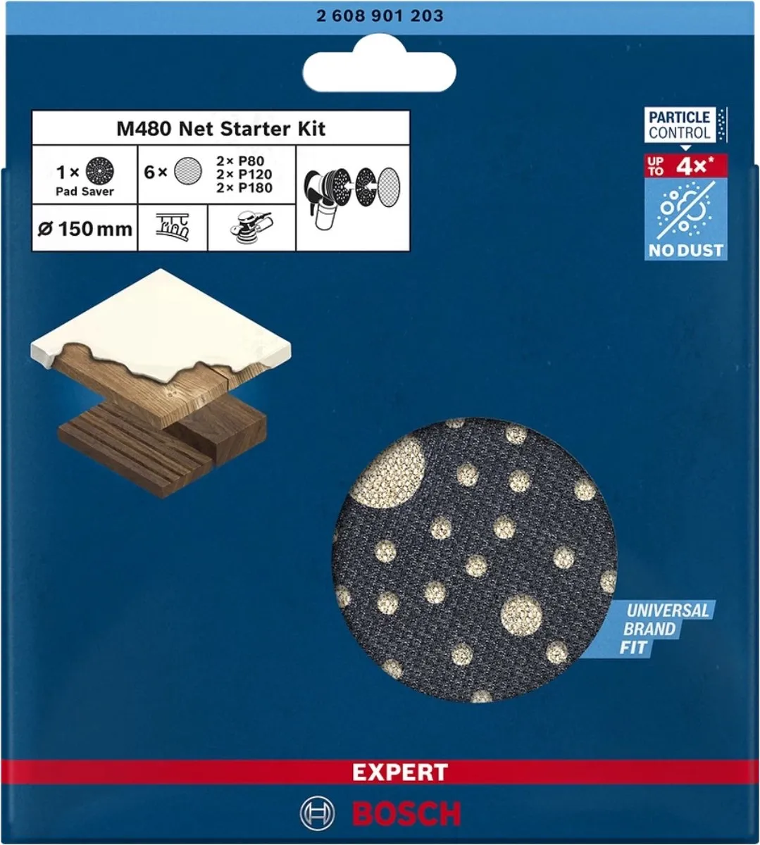 Bosch Professional EXPERT M480 Schuurnetset 7 Stuks - Korrel 80/120/180