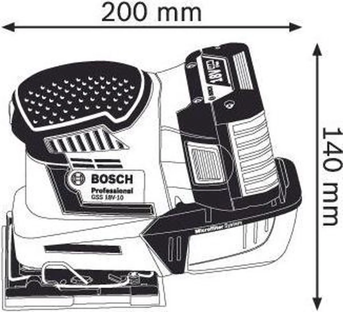 Bosch Professional GSS 18V-10 Accu Vlakschuurmachine - 2x 4,0Ah