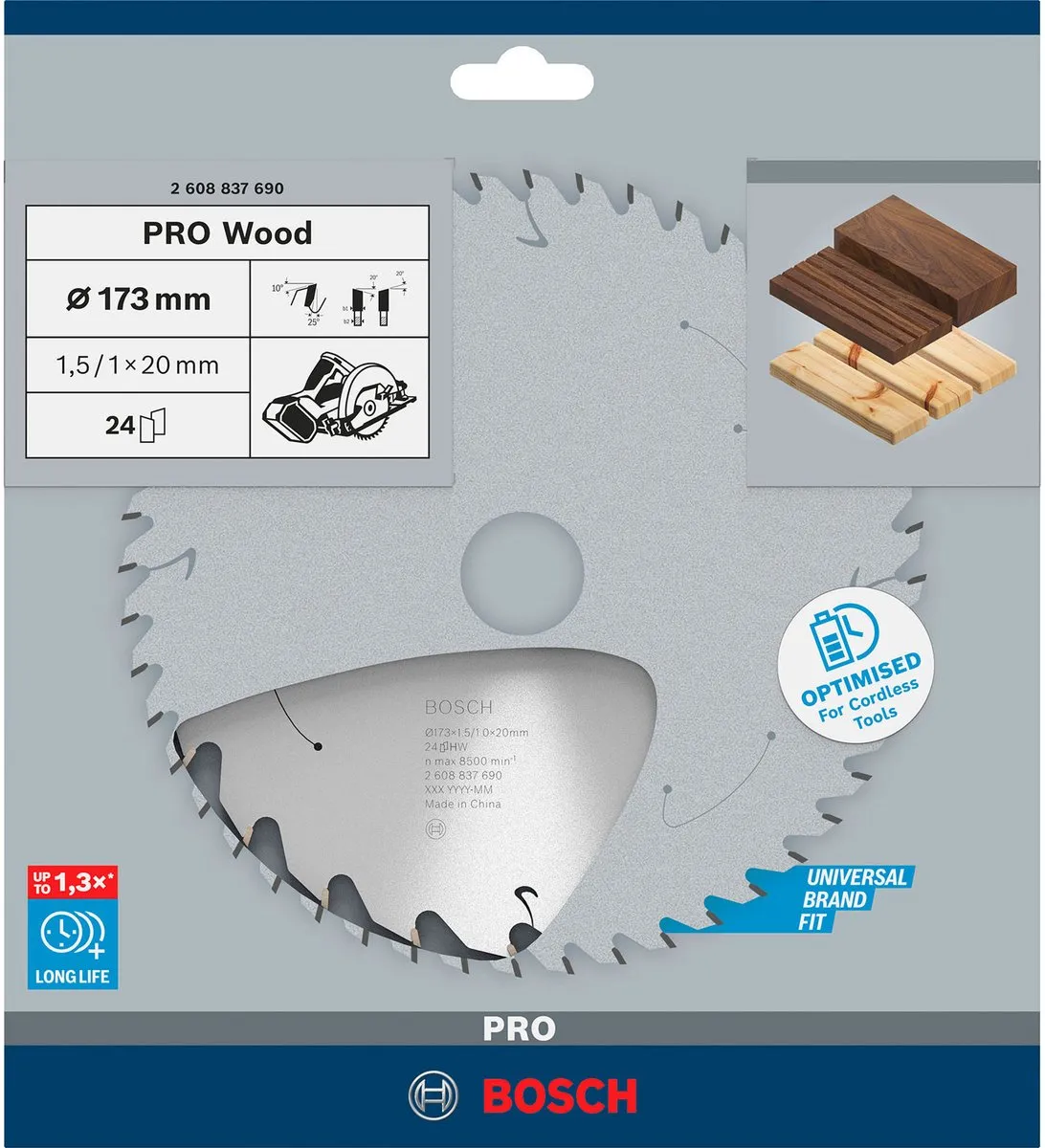 Bosch Professional PRO Wood Zaagblad 173mm - 24 Tanden - 20mm As