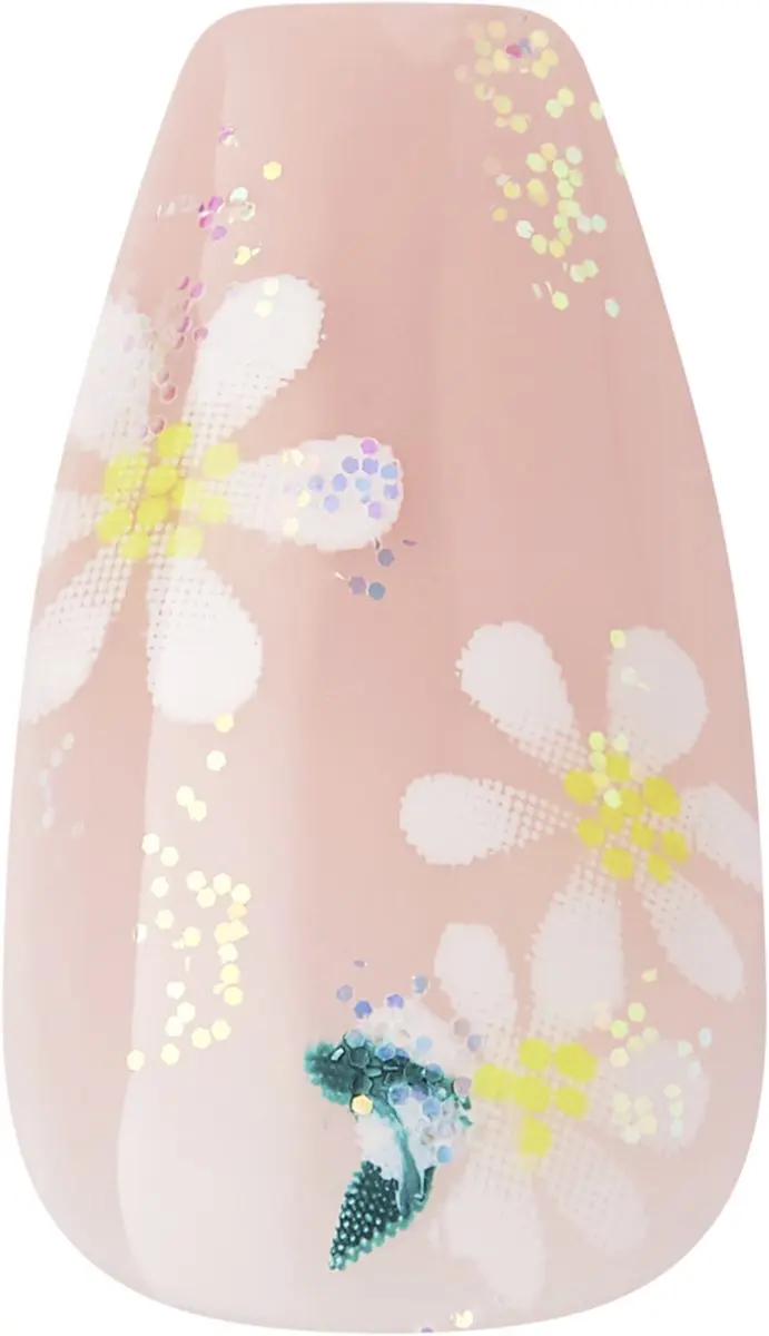 Kiss Voguish Fantasy Kiss M Ballerina Kunstnagels - Nude met Bloemen - 28 Stuks - afbeelding 2 van 6
