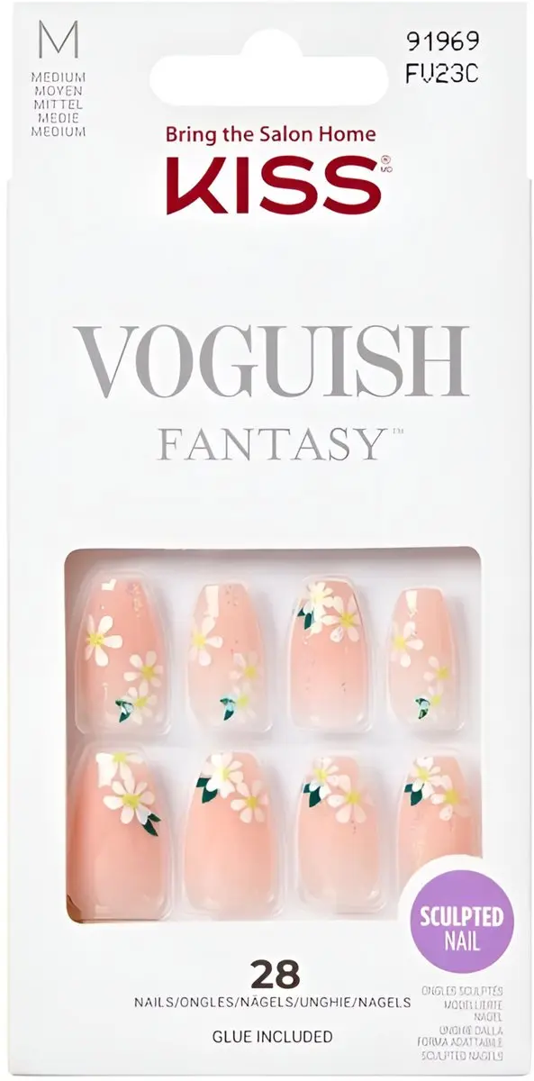 Kiss Voguish Fantasy Kiss M Ballerina Kunstnagels - Nude met Bloemen - 28 Stuks - afbeelding 6 van 6
