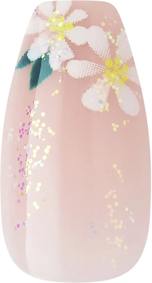 Kiss Voguish Fantasy Kiss M Ballerina Kunstnagels - Nude met Bloemen - 28 Stuks - afbeelding 4 van 6