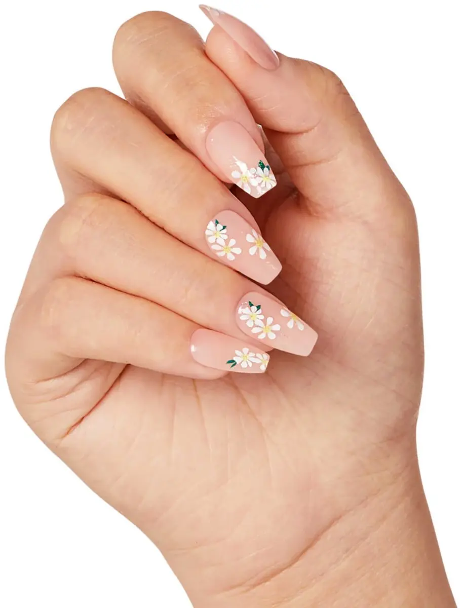 Kiss Voguish Fantasy Kiss M Ballerina Kunstnagels - Nude met Bloemen - 28 Stuks - afbeelding 5 van 6