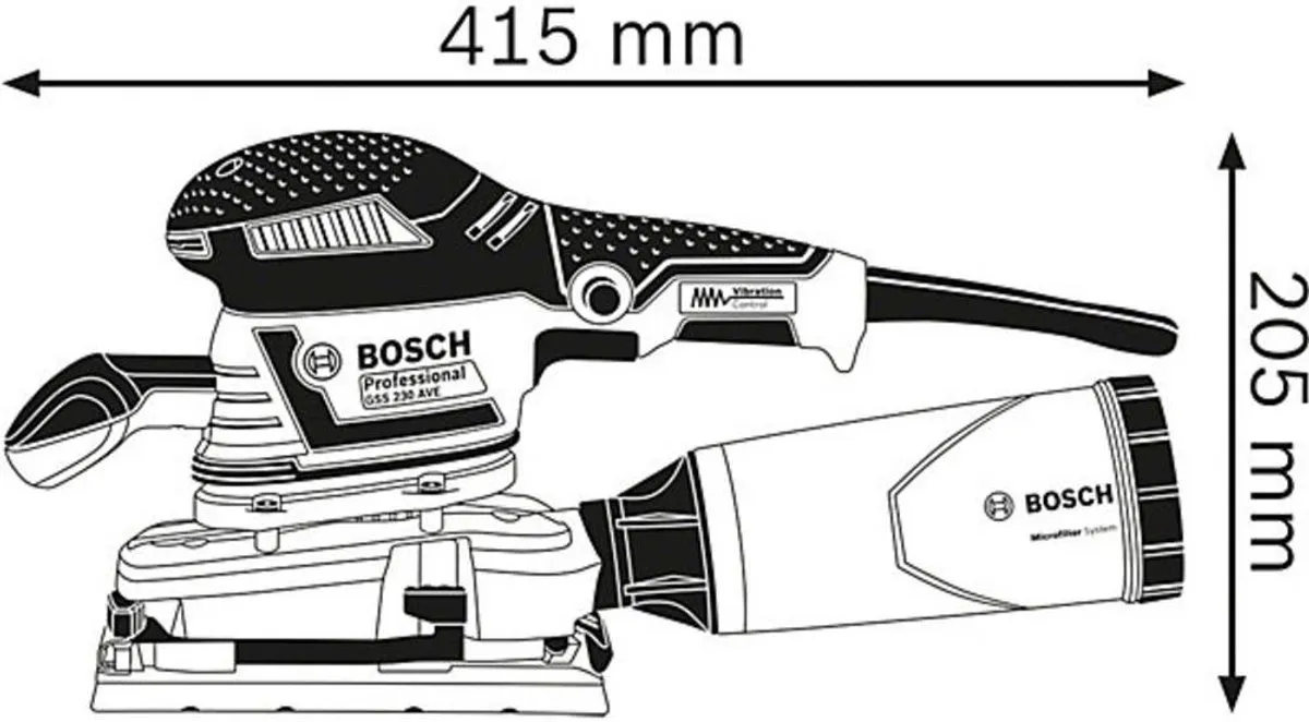 Bosch Professional GSS 230 AVE Vlakschuurmachine - 300W