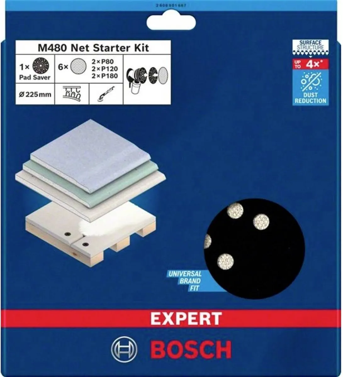 Bosch Professional Schuurnet 225mm - Korrel 80/120/180 - 1 Paar