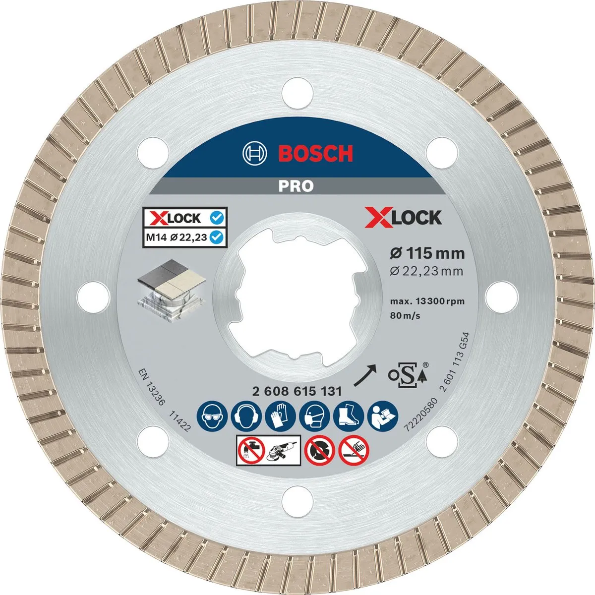 Bosch Professional X-LOCK Diamantdoorslijpschijf 115mm - 22.23mm As