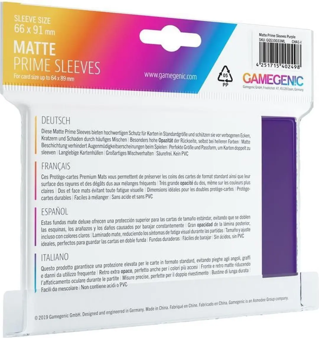 Gamegenic Matte Prime GG1041 Mat - 2 Spelers - Paars
