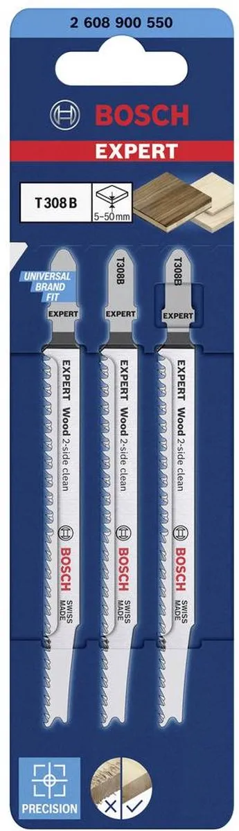 Bosch Professional Expert Wood 2-zijdig T 308 B Decoupeerzaagblad 3 Stuks - afbeelding 6 van 6