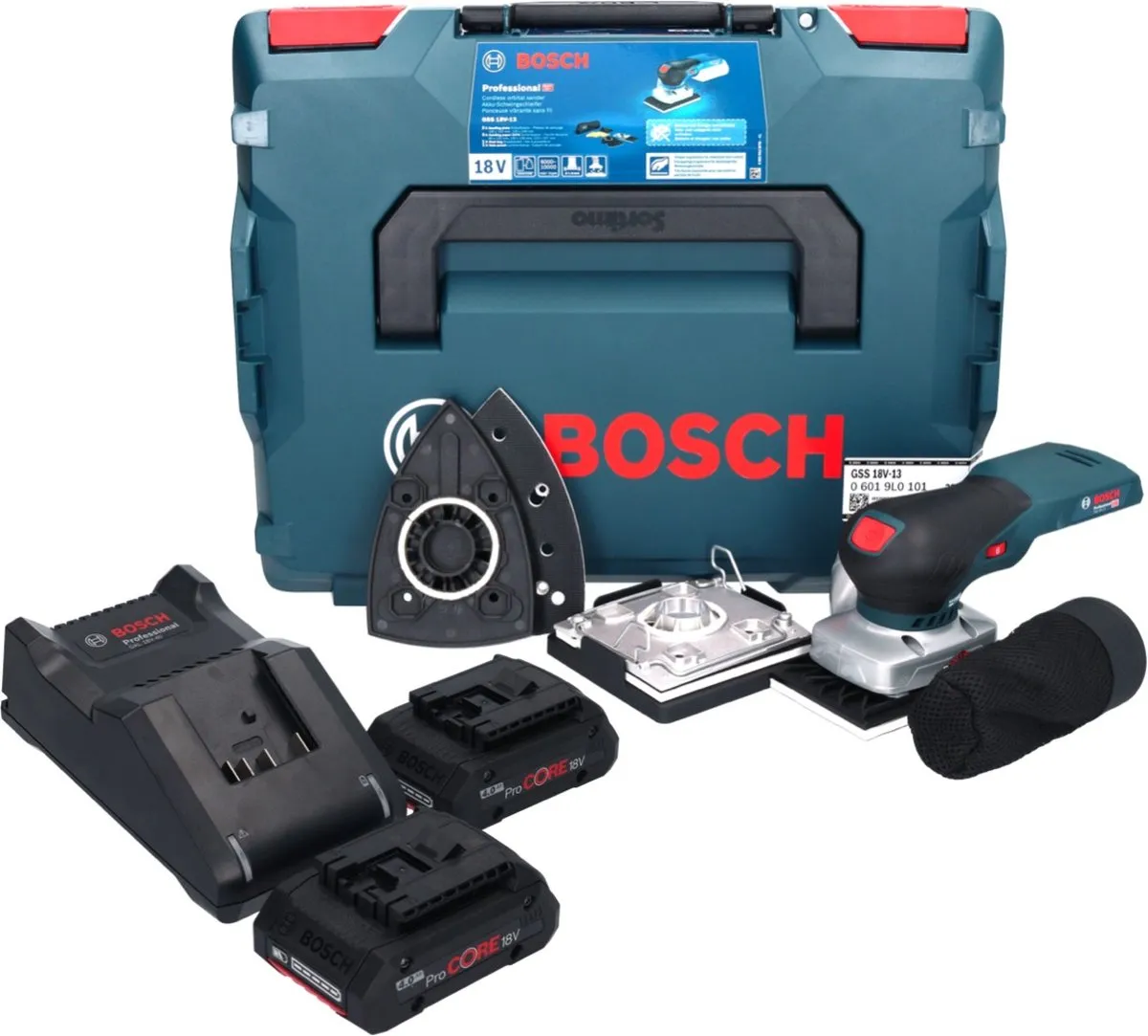 Bosch Professional GSS 18V-13 Vlakschuurmachine - 2x 4.0Ah Accu + Lader