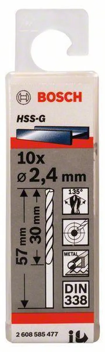 Bosch Professional ST. LINE 2.4mm HSS-G Boor - 10 Stuks