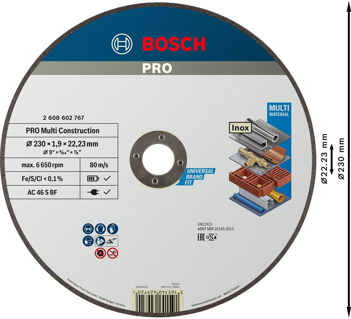 Bosch Professional DSS MC 230X1.9X22.23mm Slijpschijf - Metaal/Kunststof/Steen