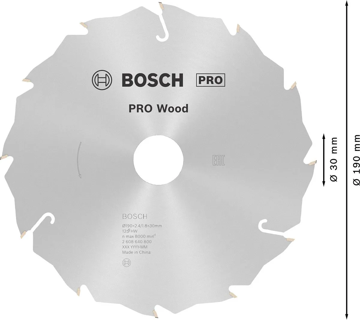 Bosch Professional CIRKZB SPEED 190X30X2,6 Zaagblad - Hout