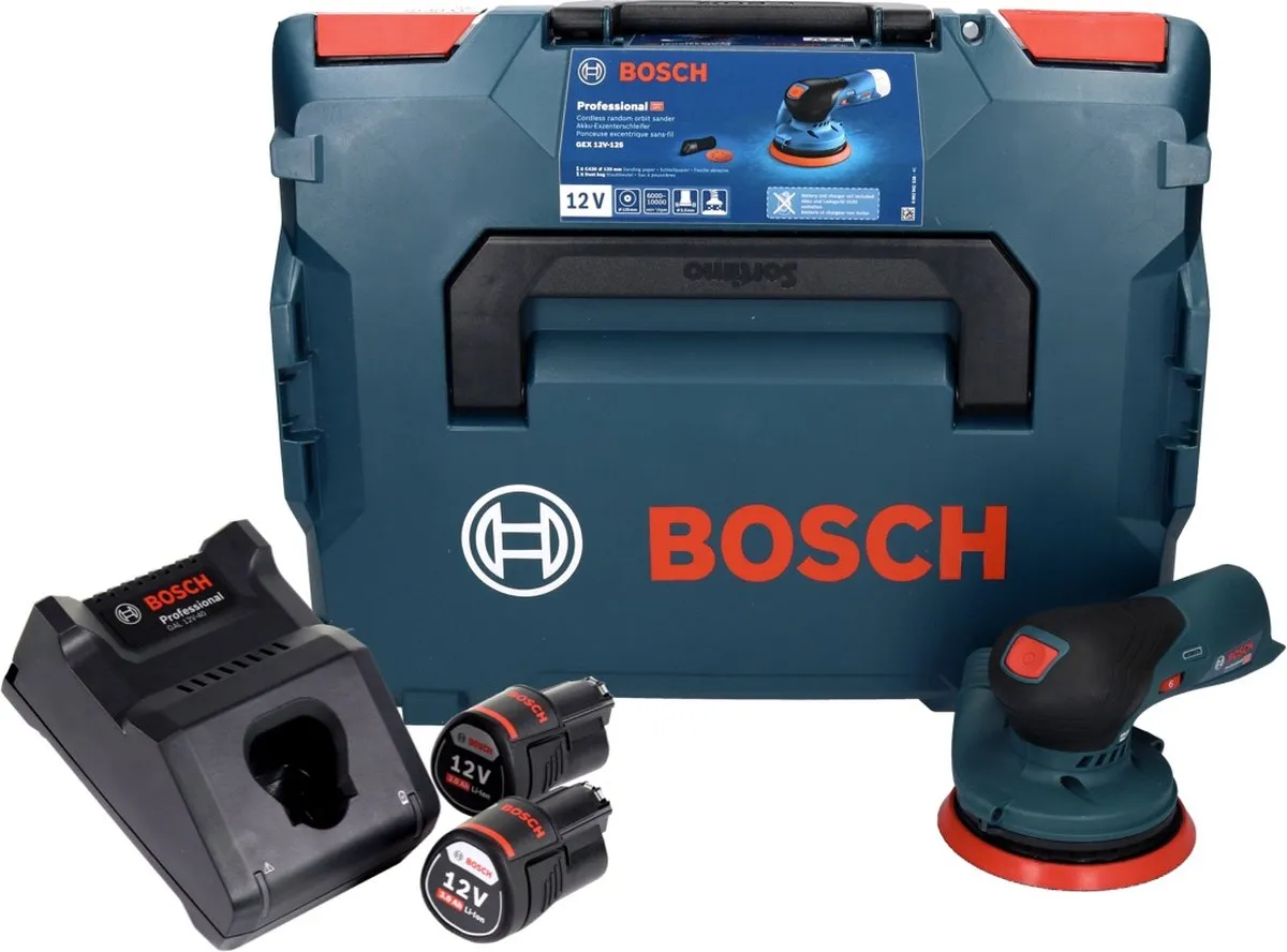 Bosch Professional GEX 12V-125 Excenterschuurmachine - 125mm - 2x 3.0Ah