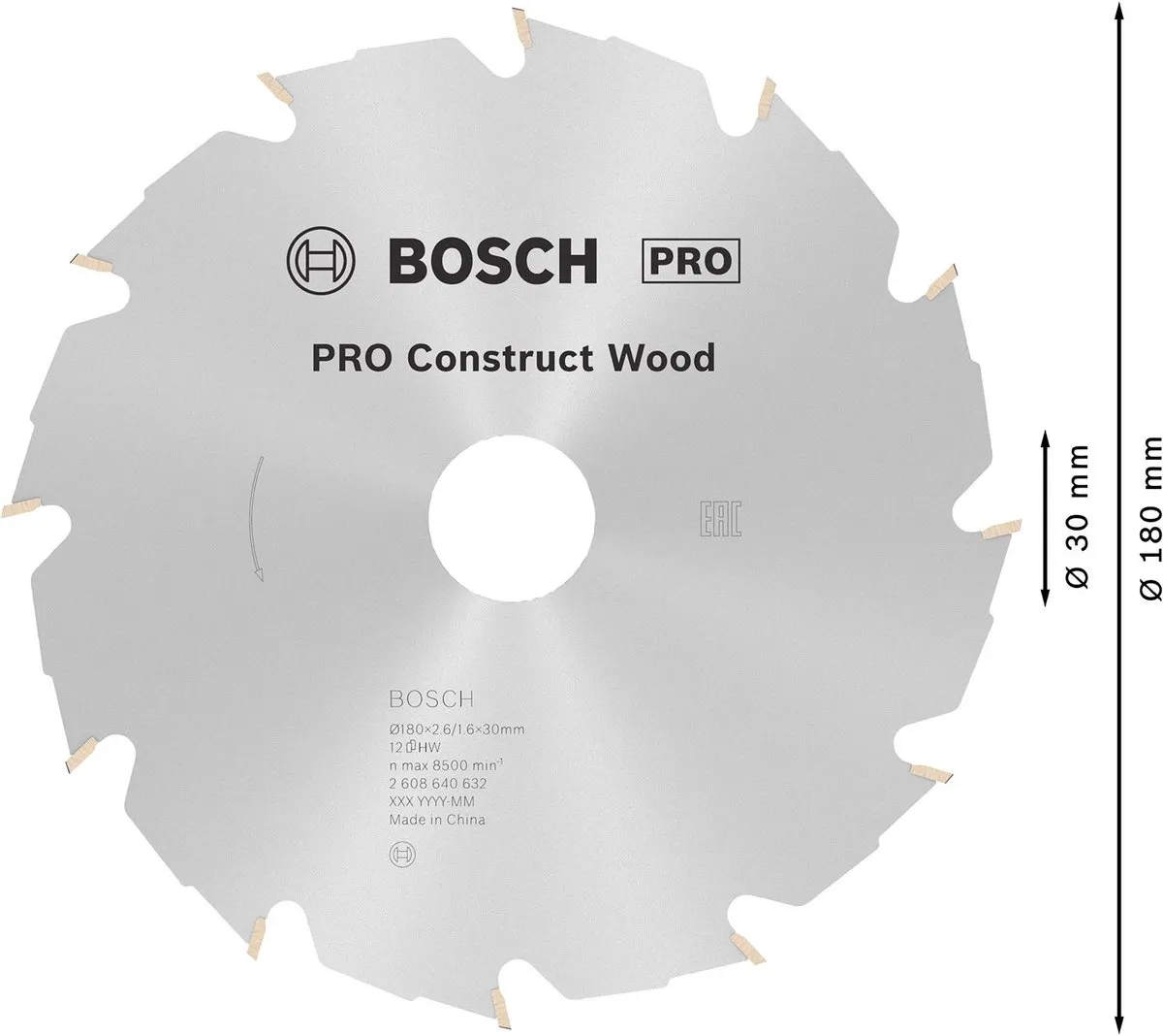 Bosch Professional Cirkelzaagblad Construct Wood 180mm - Hout