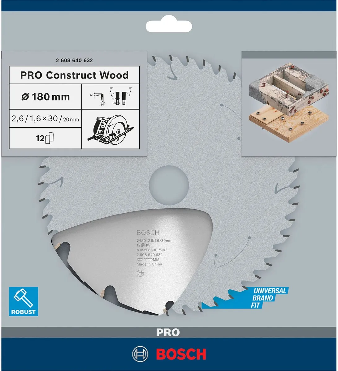 Bosch Professional Cirkelzaagblad Construct Wood 180mm - Hout