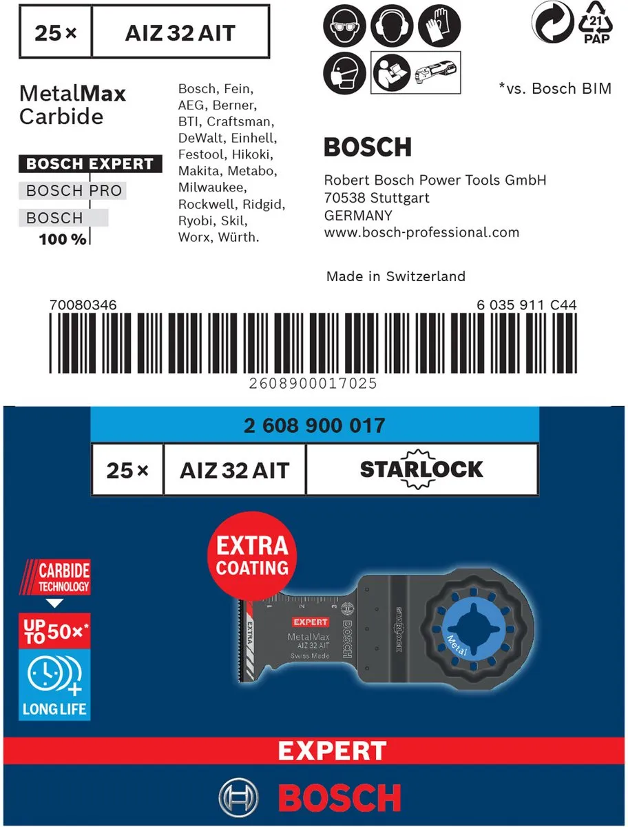 Bosch Professional EXPERT AIZ 32 AIT Zaagblad 32mm - Metaal