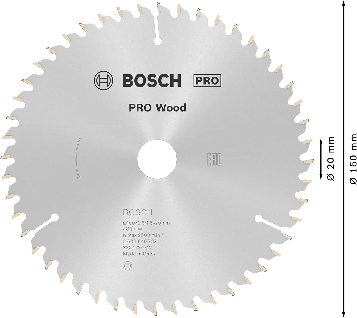 Bosch Professional CIRKZB OPT 160X20/16X2,6 Zaagblad - 160mm - Hout